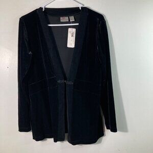 Womens Chicos Velvet Martha‎ Jacket Button Close Black M NWT Polyester Spandex